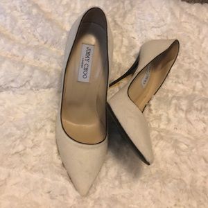 Off White Pony Hair Jimmy Choo Heels
